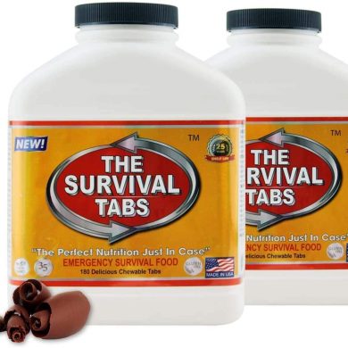 Survival Tabs - 30 Day Survival Food Supply - Gluten Free and Non-GMO 25 Years Shelf Life (2 x 180 tabs/Bottle - Chocolate)