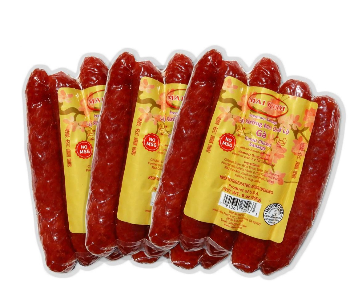 LAP XUONG GA Gourmet CHICKEN CURED SAUSAGE 3 packs (No MSG) Made In